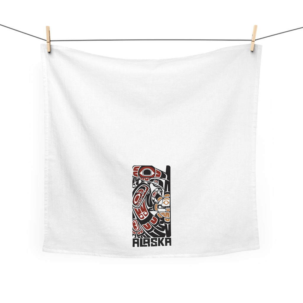 Cotton Tea Towel - Alaska Tribal Raven - AK State Line™ Collection