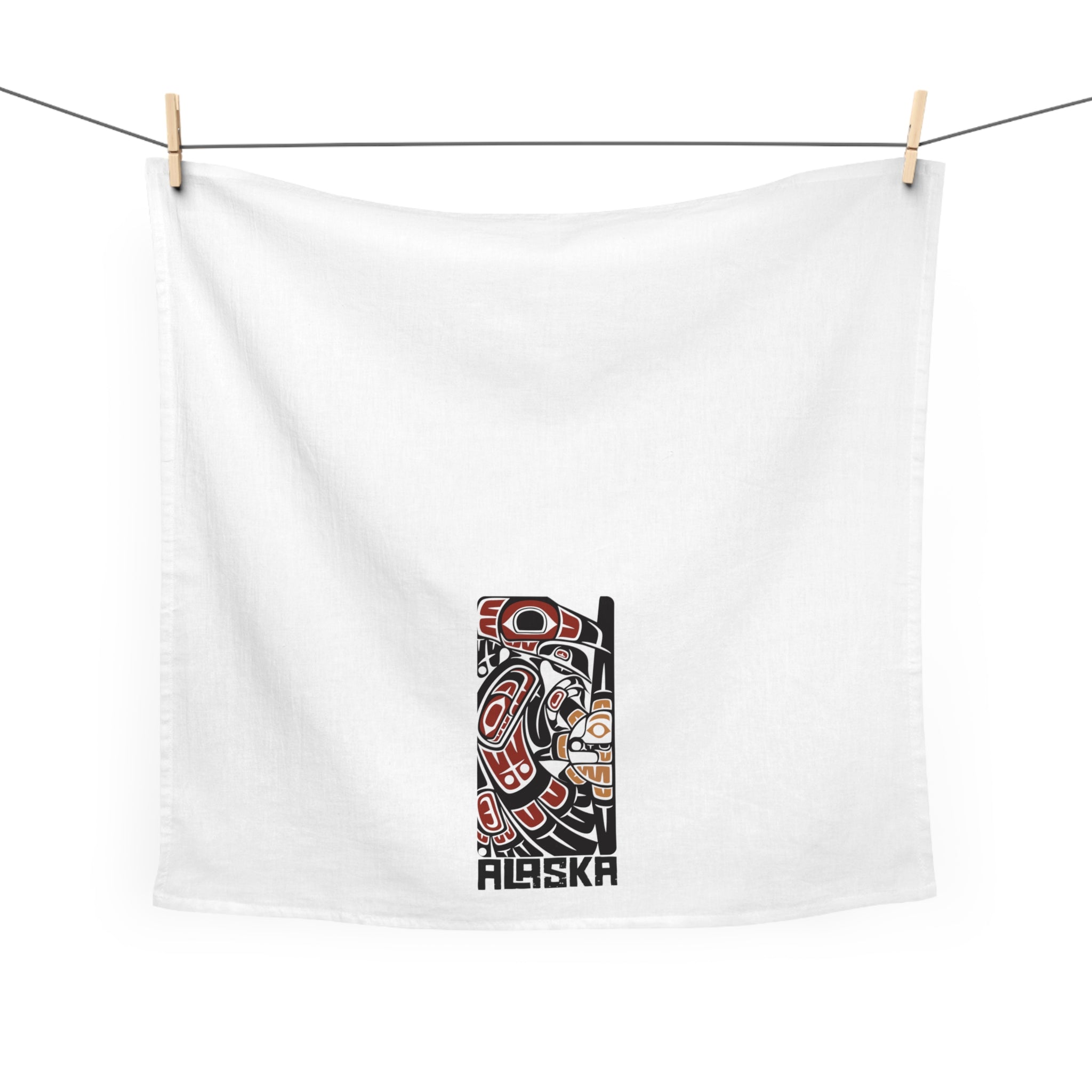 Cotton Tea Towel - Alaska Tribal Raven - AK State Line™ Collection