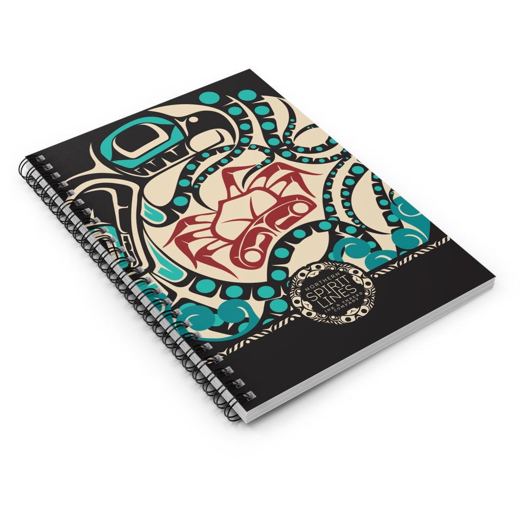 Spiral Notebook, Journal - Classic Tribal Octopus Print - Northern Spiritlines™
