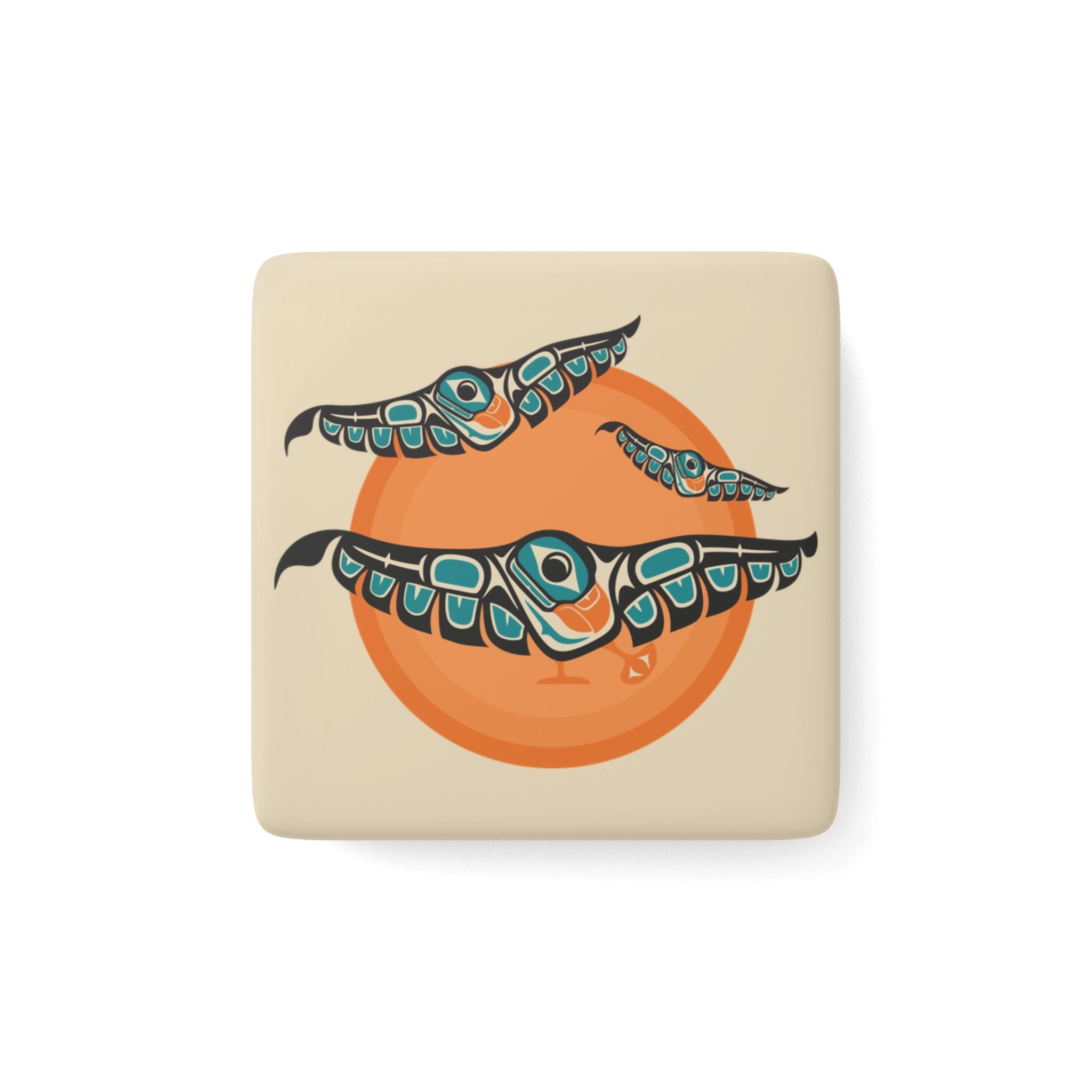 Porcelain Square Magnet - Classic Tribal Puffins - Northern Spiritlines™