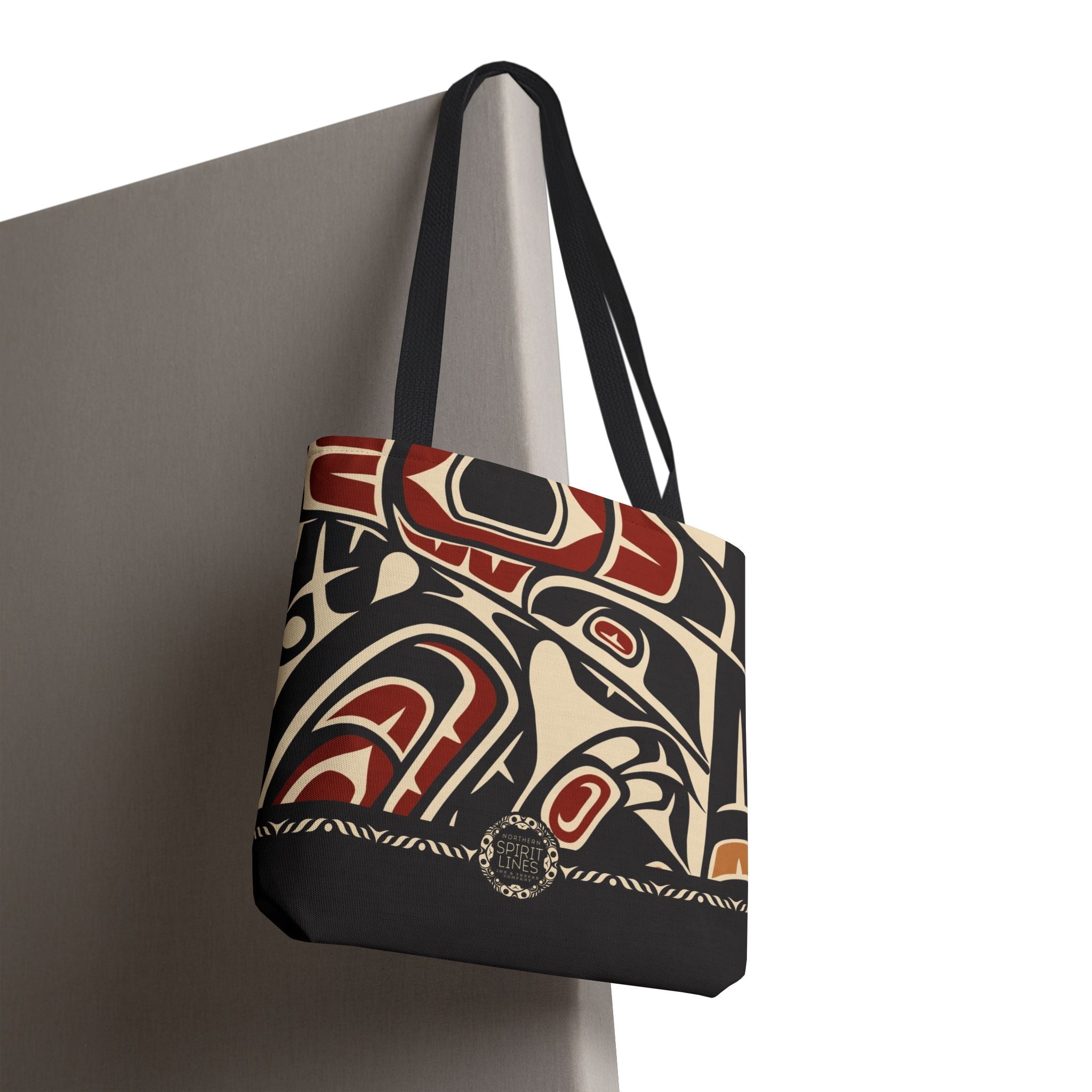 Canvas Tote Bag - Classic Tribal Raven Print with Tribal End Cap - Northern Spiritlines™