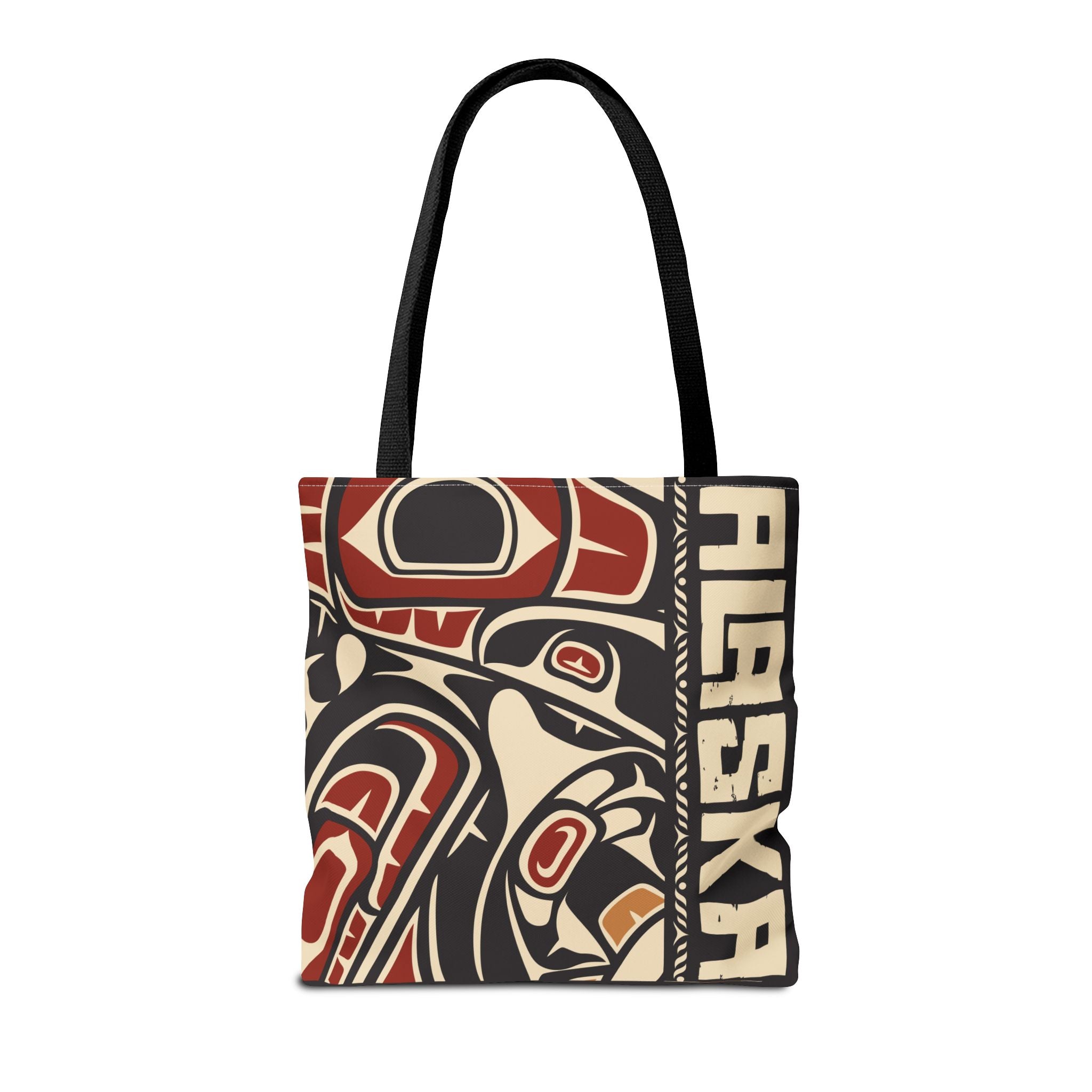 Canvas Tote Bag - Style No. 1 Rustic Alaska Tribal Raven - AK State Line™ Collection