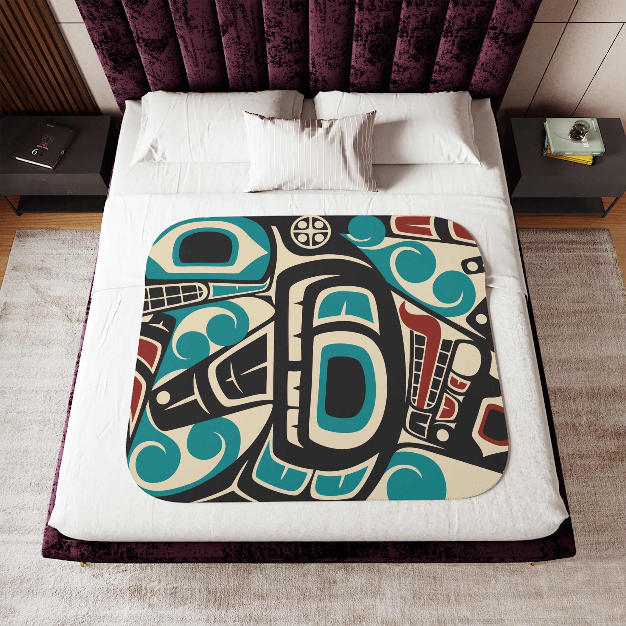 Sherpa Fleece Blanket - Classic Tribal Orca - Northern Spiritlines™