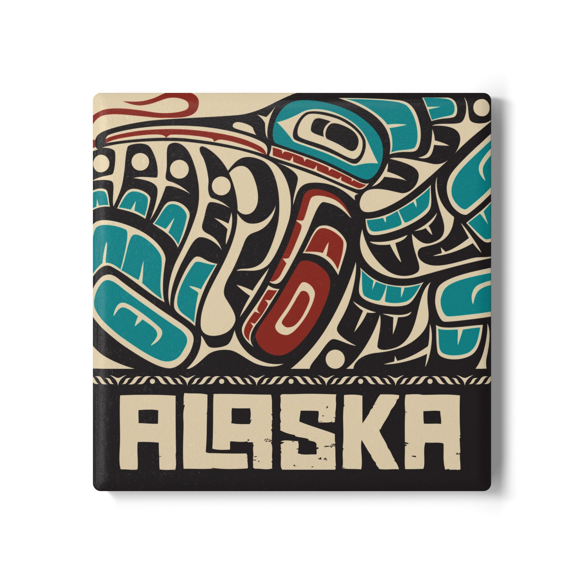 Ceramic Coaster - Rustic Alaska Tribal Hummingbird - AK State Line™ Collection