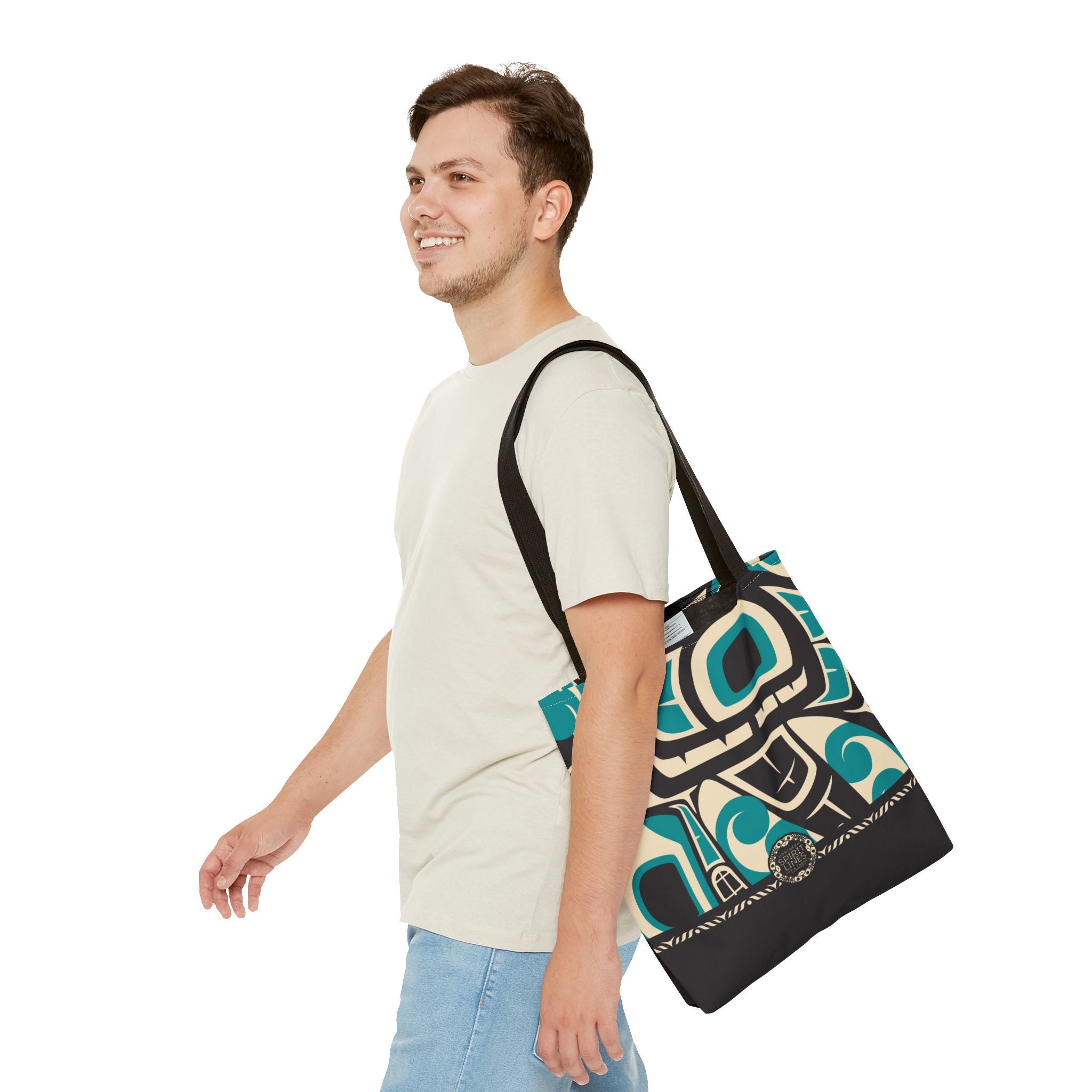 Canvas Tote Bag - Classic Tribal Orca Print with Tribal End Cap - Northern Spiritlines™