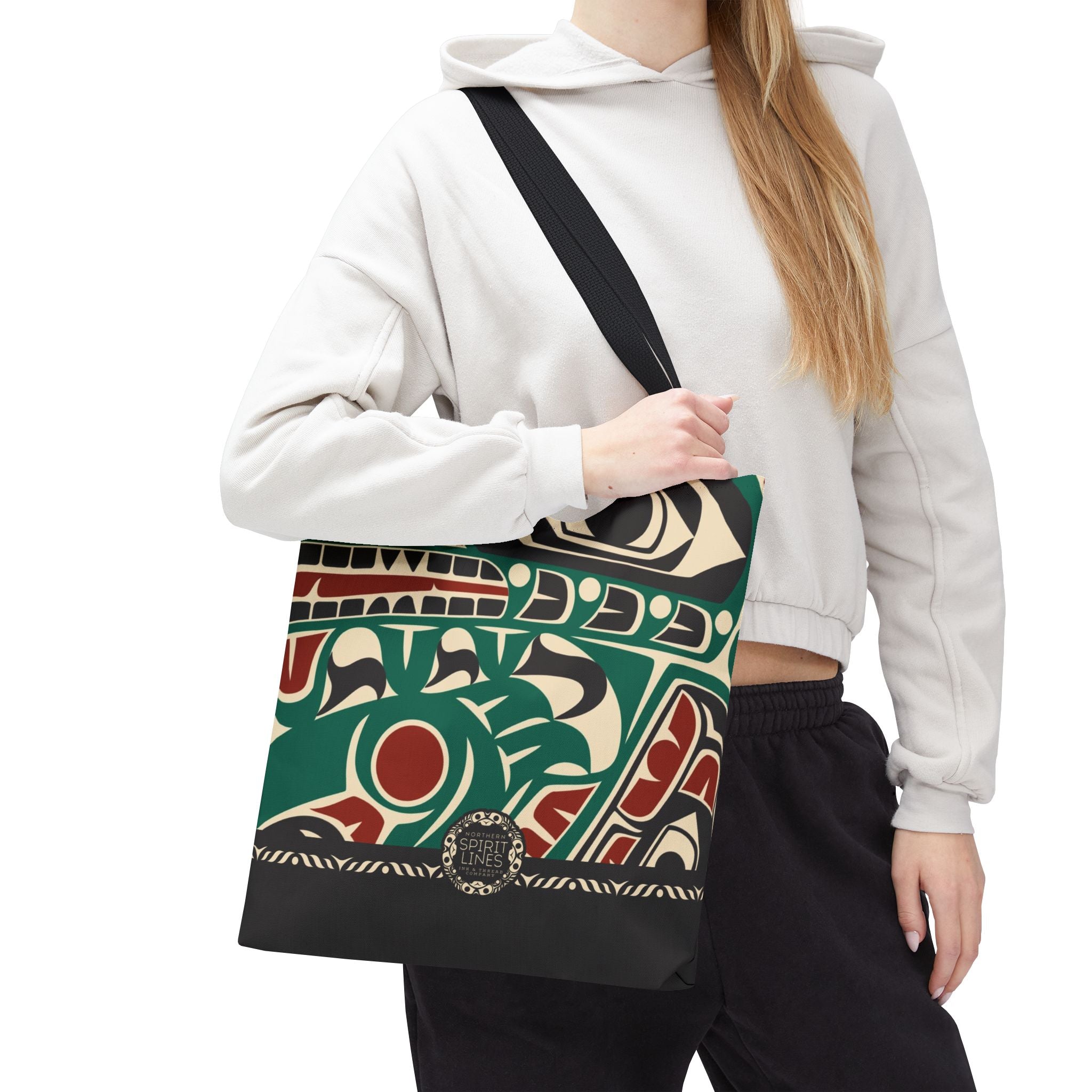 Canvas Tote Bag - Classic Tribal Sea Monster Print with Tribal End Cap - Northern Spiritlines™