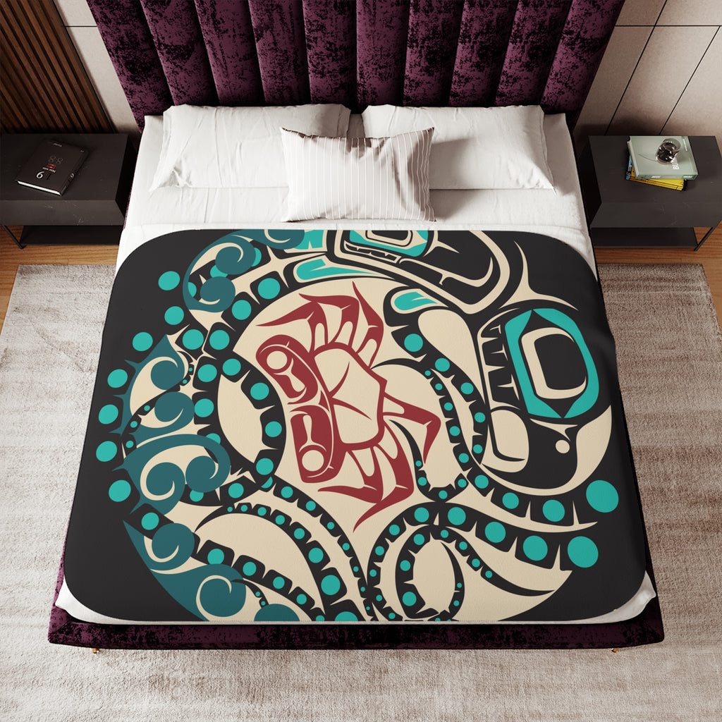 Sherpa Fleece Blanket - Classic Tribal Octopus - Northern Spiritlines™