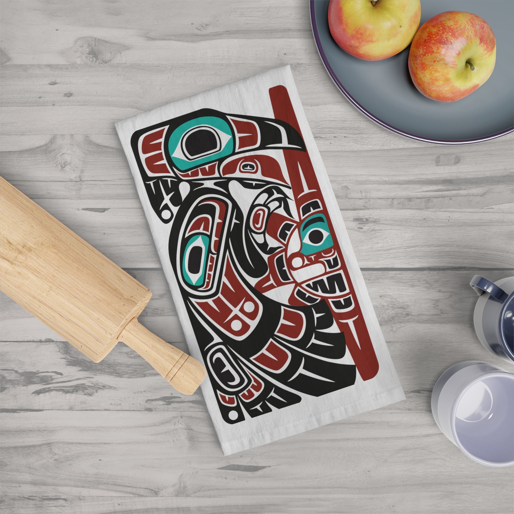 Cotton Tea Towel - Classic Tribal Raven Print - Northern Spiritlines™