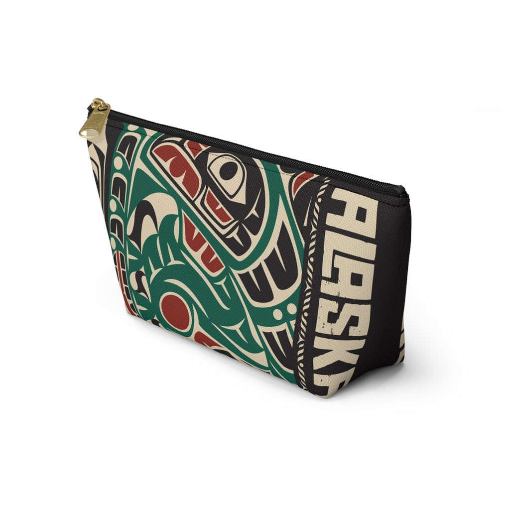 Travel Accessory Zipper Pouch - Rustic Alaska Tribal Sea Monster - AK State Line™ Collection