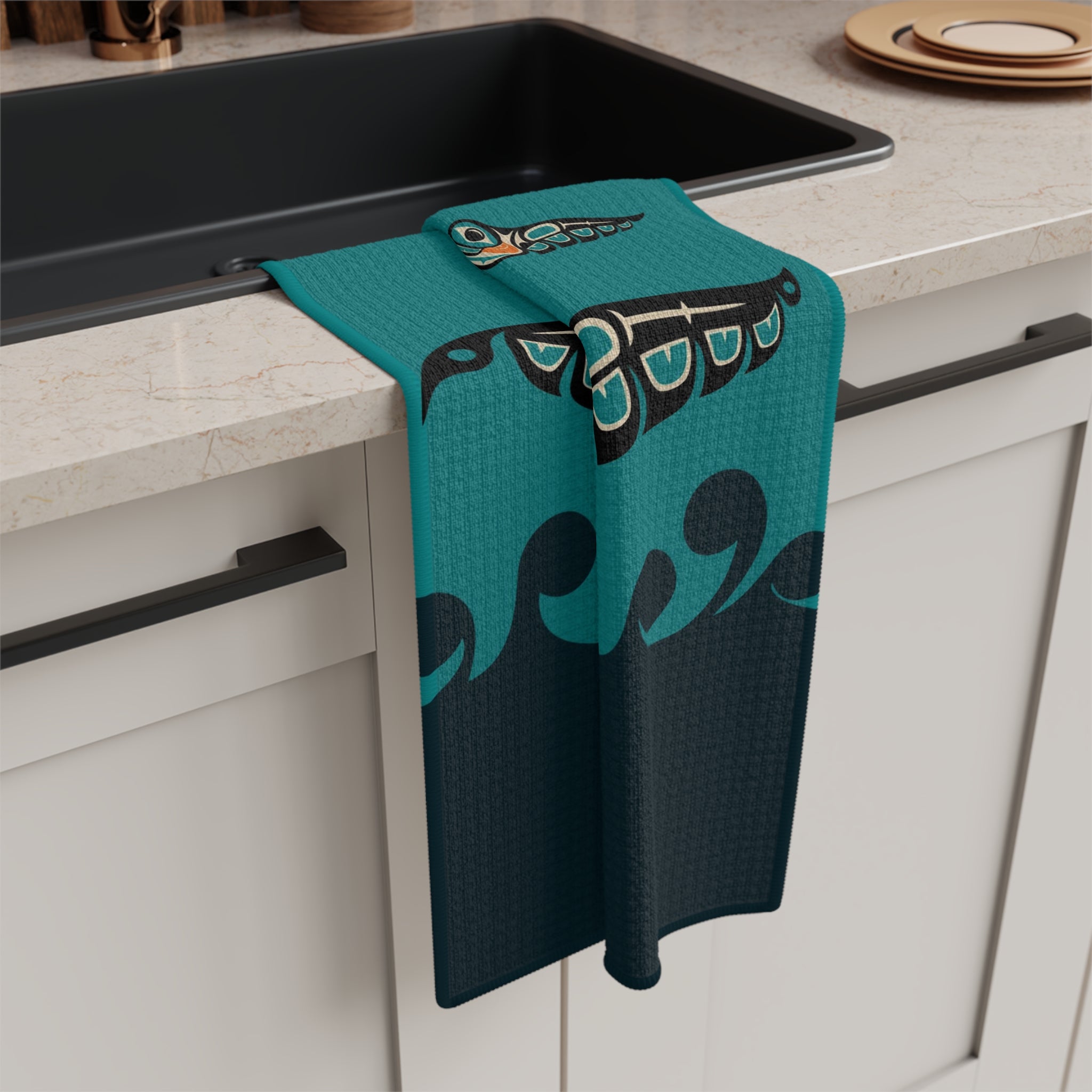 Tea Towel | 18x30" Waffle Weave | Classic Tribal Puffins #2 | Signature Collection