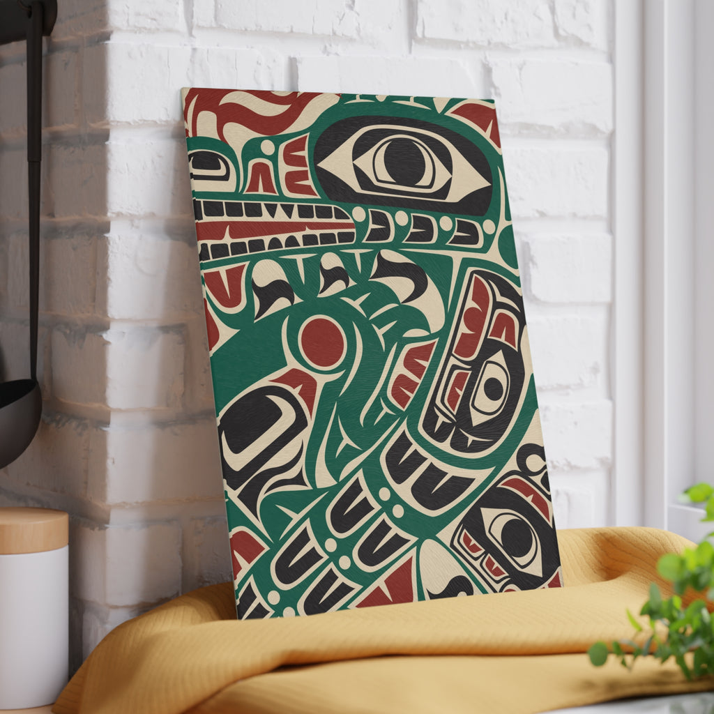 Glass Cutting Board - Classic Tribal Sea Monster Print - Northern Spiritlines™