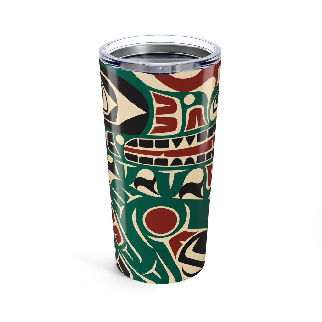 20 oz. Stainless Steel Tumbler w/ Lid - Rustic Alaska Tribal Sea Monster - AK State Line™ Collection