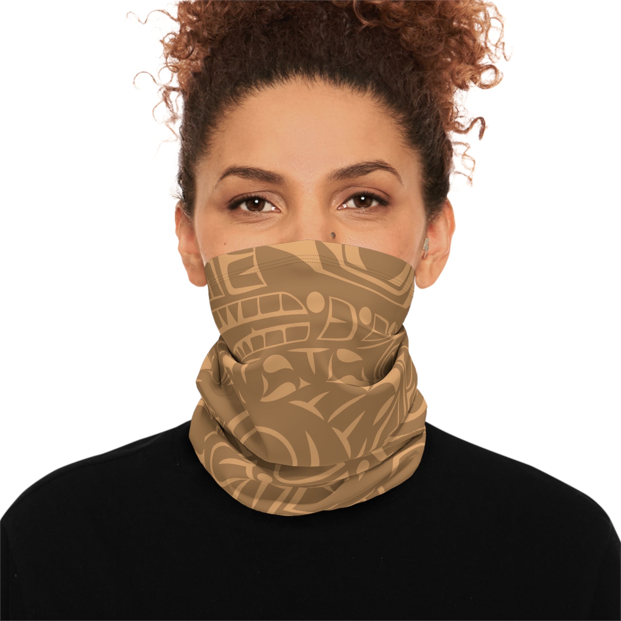 Neck Gaiter, Headband with Drawstring - Classic Tribal Print in Gold Rush - Northern Spiritlines™