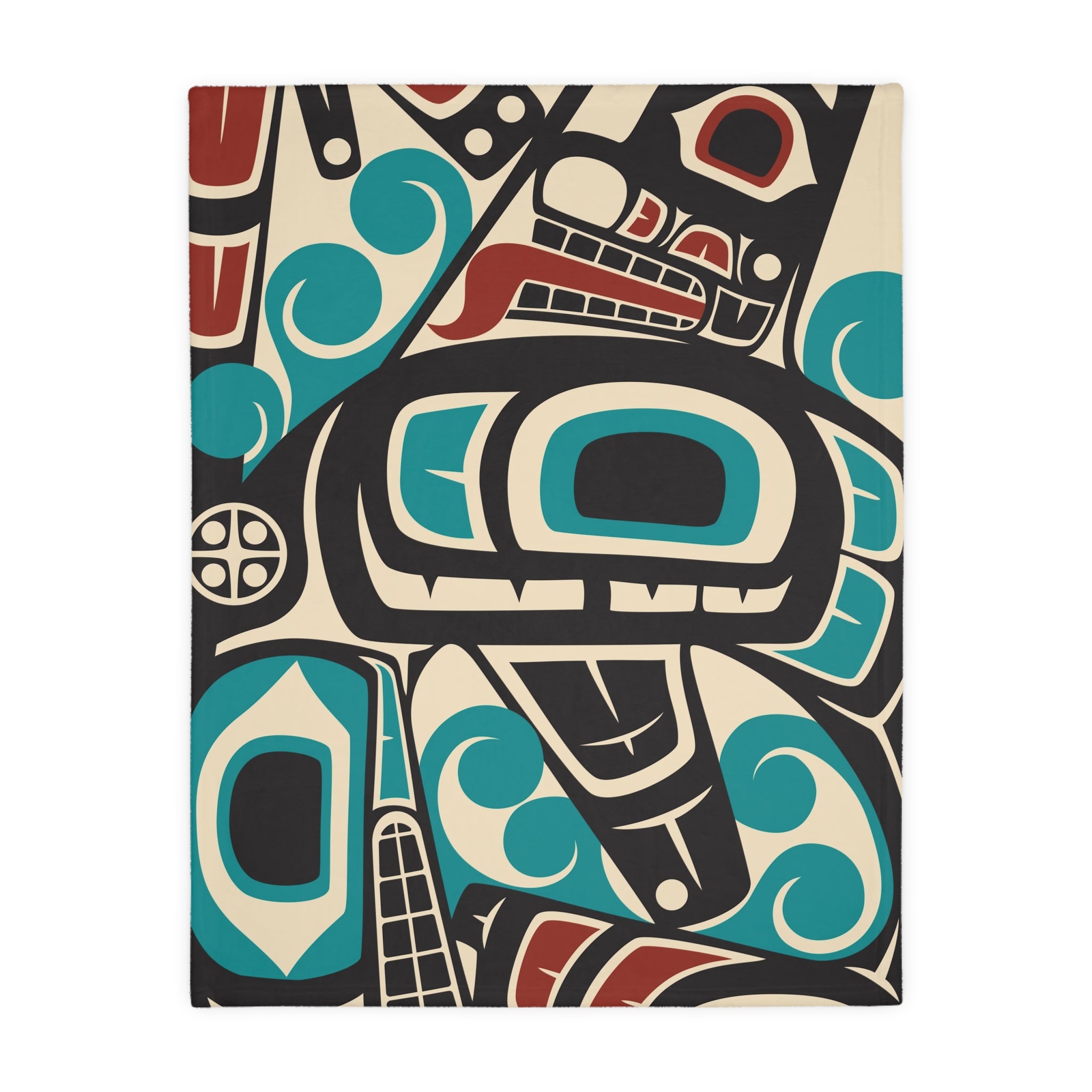 Reversible Plush Blanket - Classic Tribal Orca Print - Northern Spiritlines™