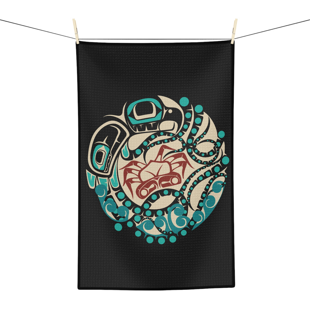 Tea Towel | 18x30" Waffle Weave | Tribal Octopus | Signature Collection