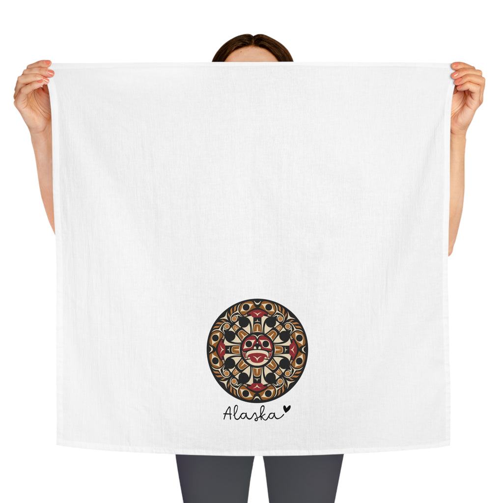 Cotton Tea Towel - Alaska Tribal Sun - AK State Line™ Collection