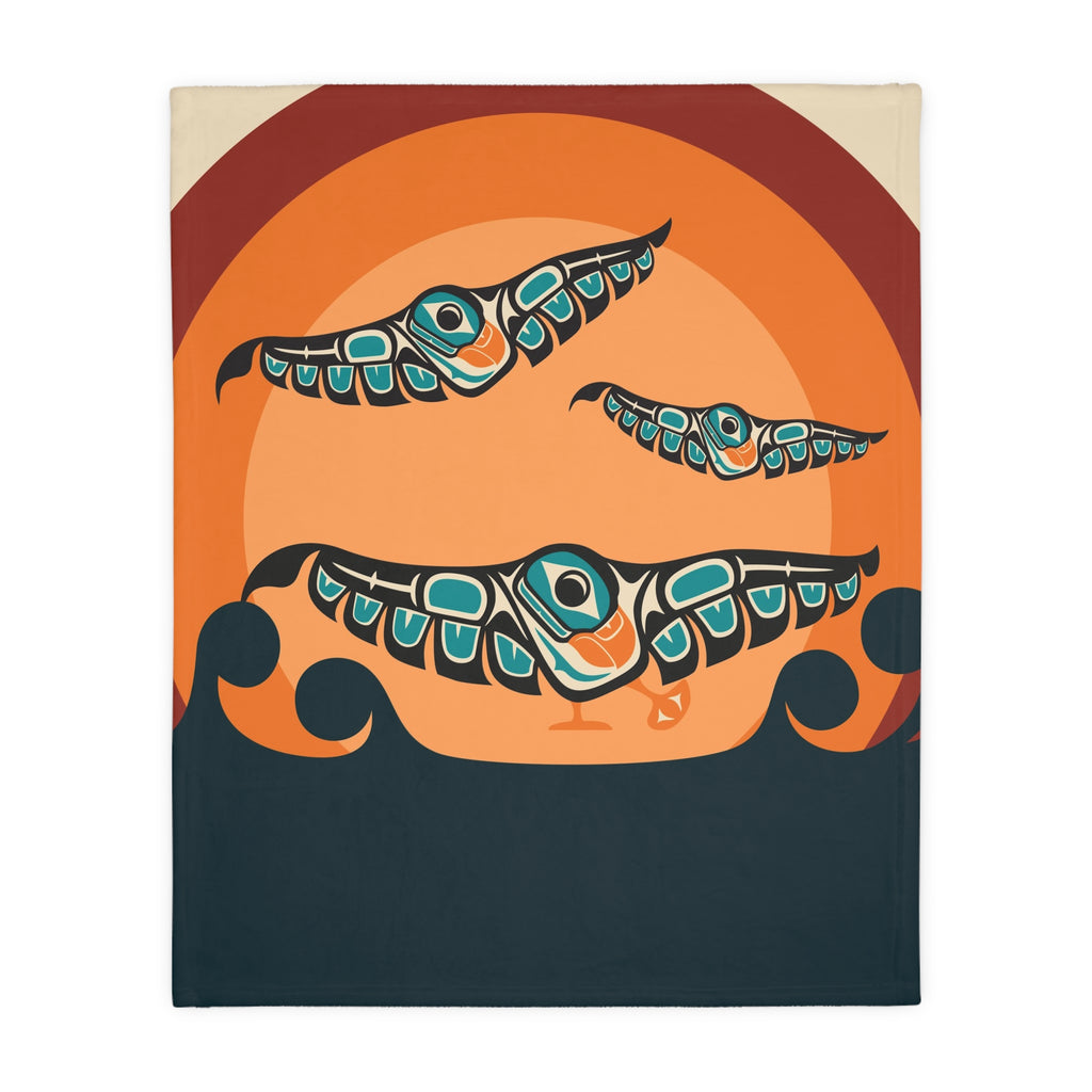 Reversible Plush Blanket - Classic Tribal Puffins - Northern Spiritlines™