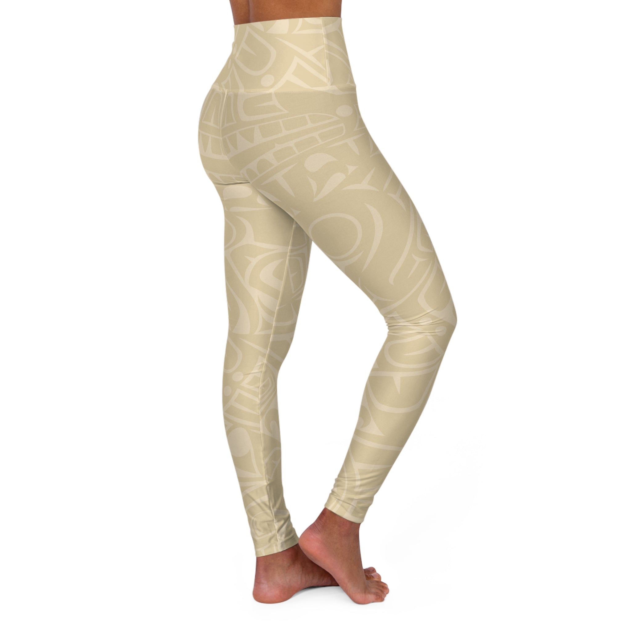 High Waisted Legging, Yoga Pant - Classic Tribal Print in Tundra Sand - Northern Spiritlines™