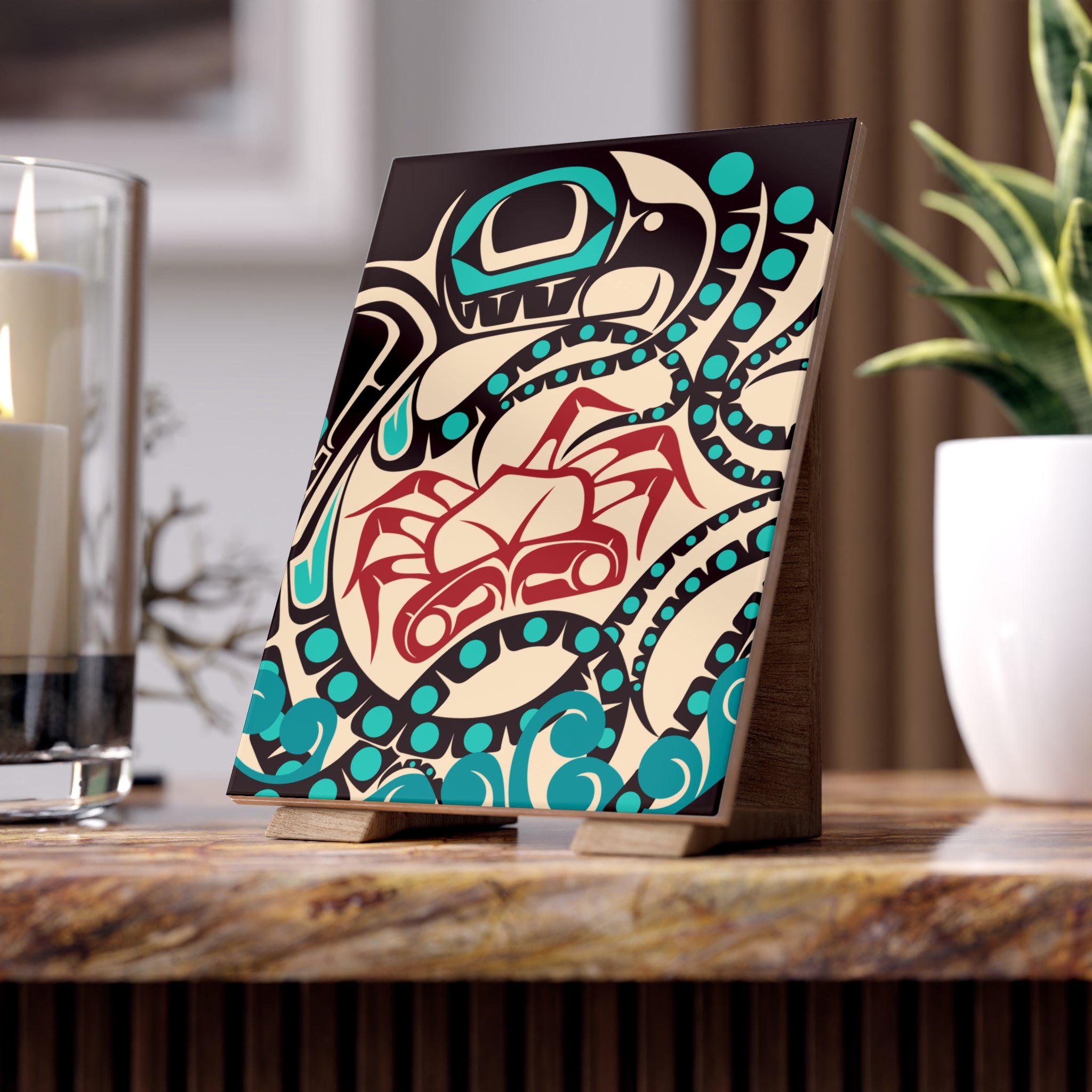 Ceramic Tile - Classic Tribal Octopus - Northern Spiritlines™
