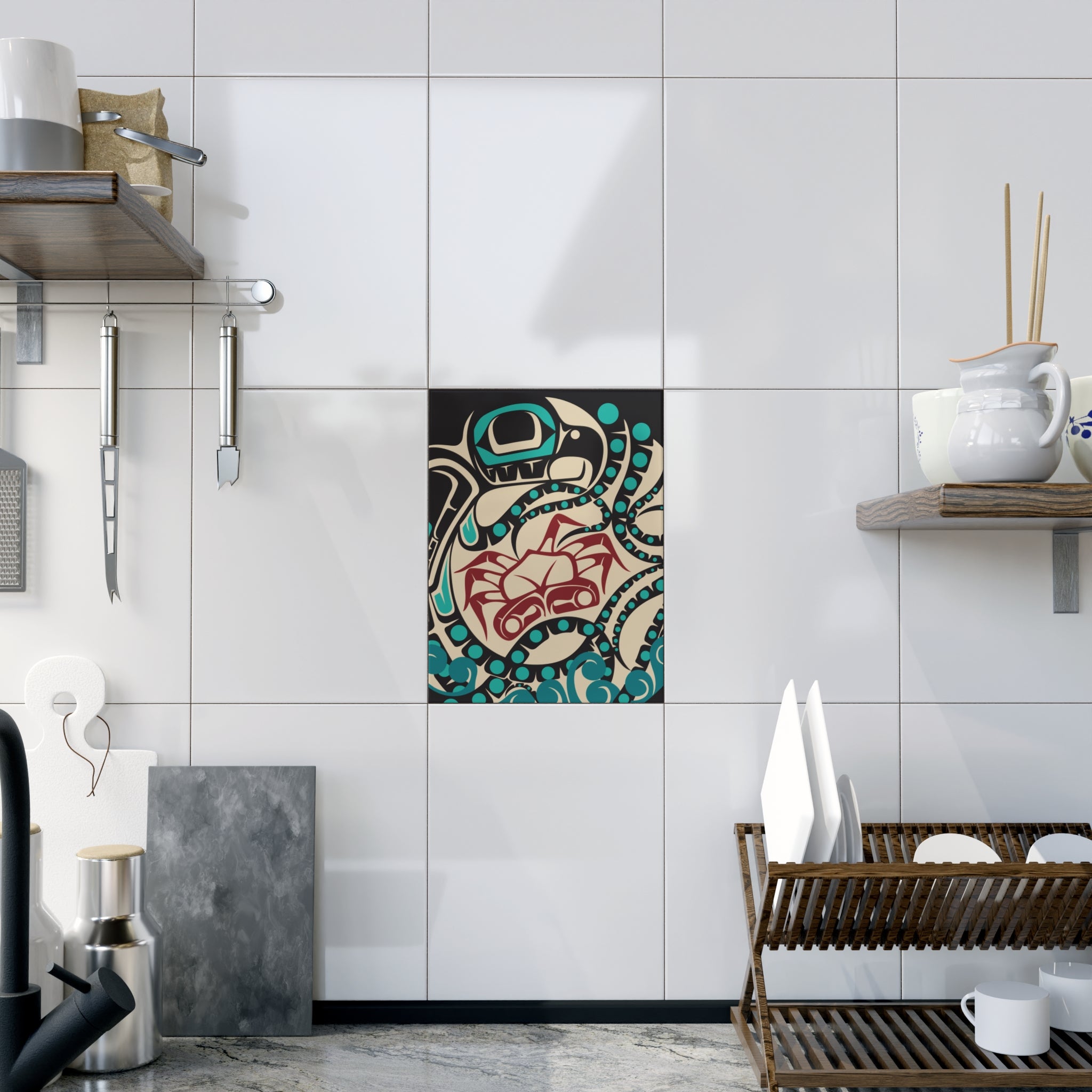 Ceramic Tile - Classic Tribal Octopus - Northern Spiritlines™