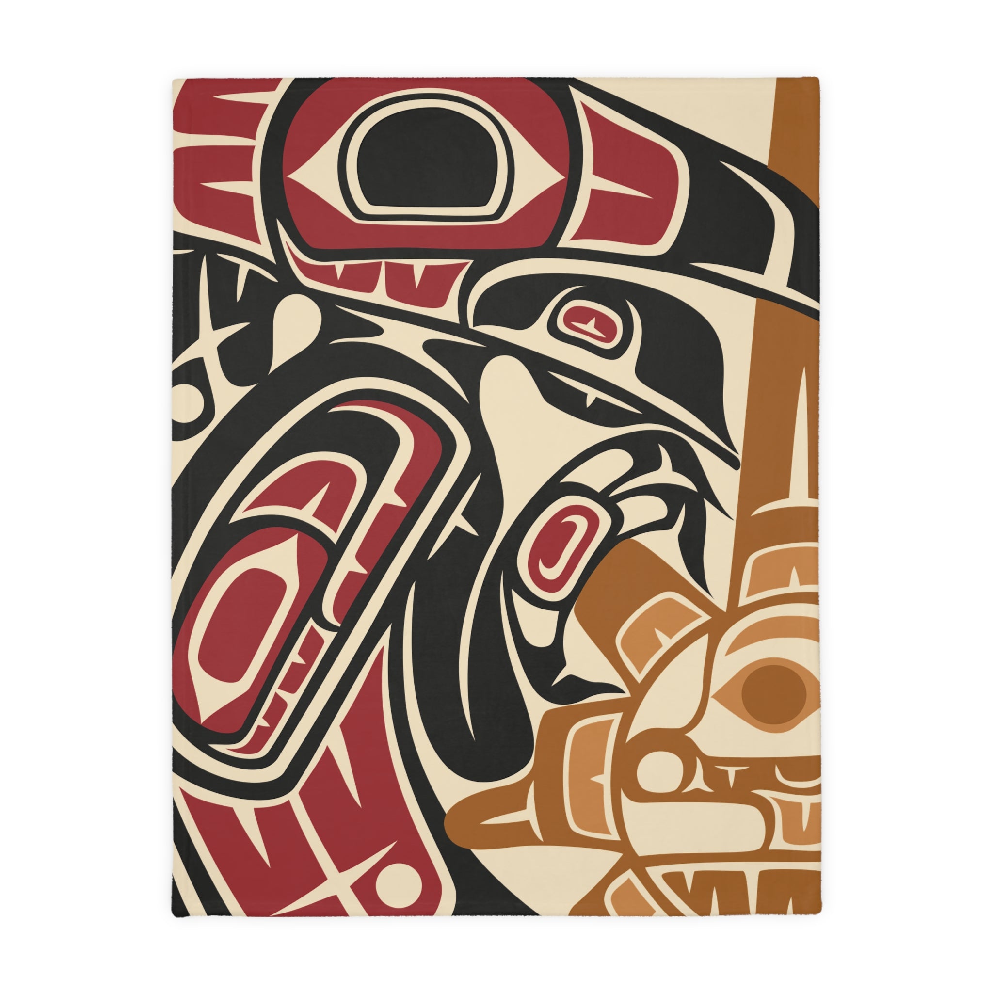 Reversible Plush Blanket - Classic Tribal Raven - Northern Spiritlines™
