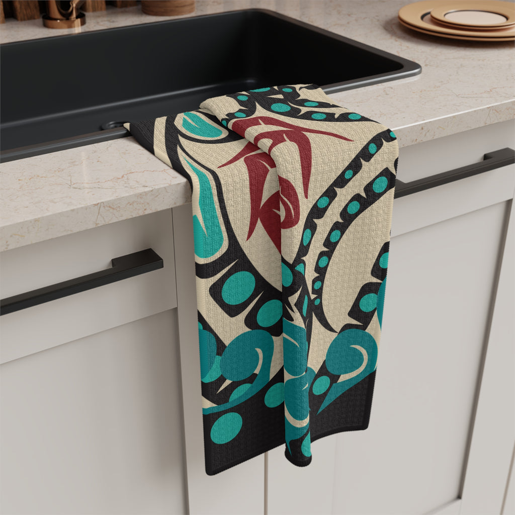 Microfiber Tea Towel - Classic Tribal Octopus Print - Northern Spiritlines™