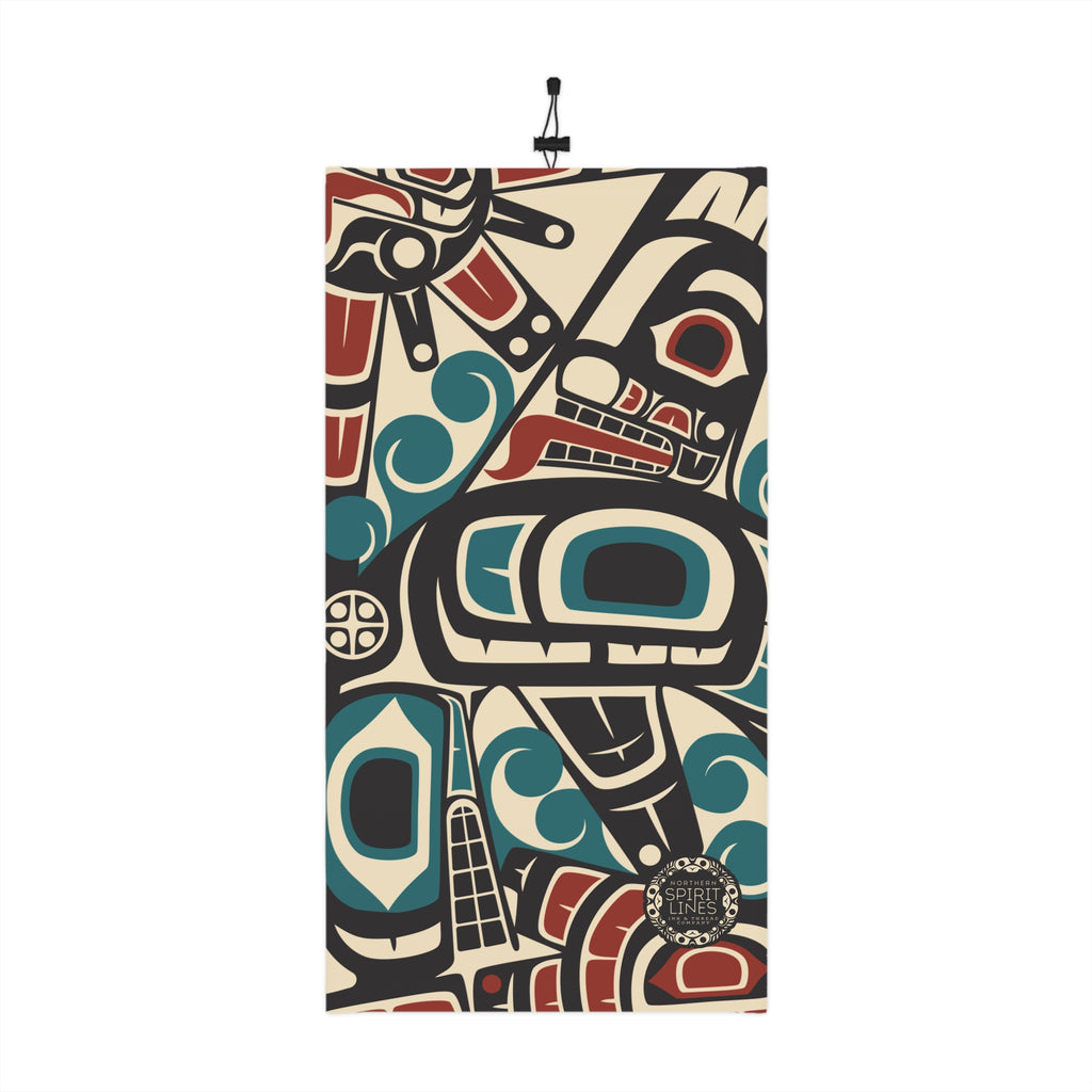 Neck Gaiter, Headband with Drawstring - Classic Tribal Orca Print - Northern Spiritlines™