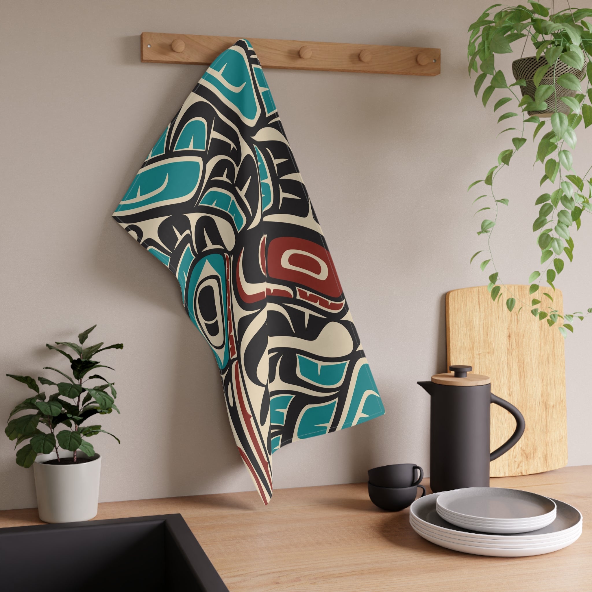 Cotton Twill Tea Towel - Classic Tribal Hummingbird - Northern Spiritlines™