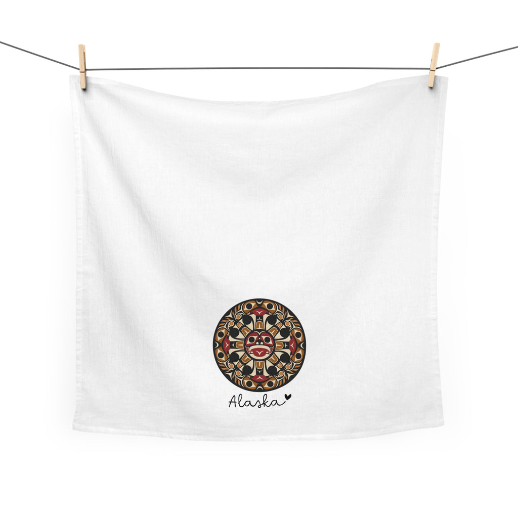 Cotton Tea Towel - Alaska Tribal Sun - AK State Line™ Collection