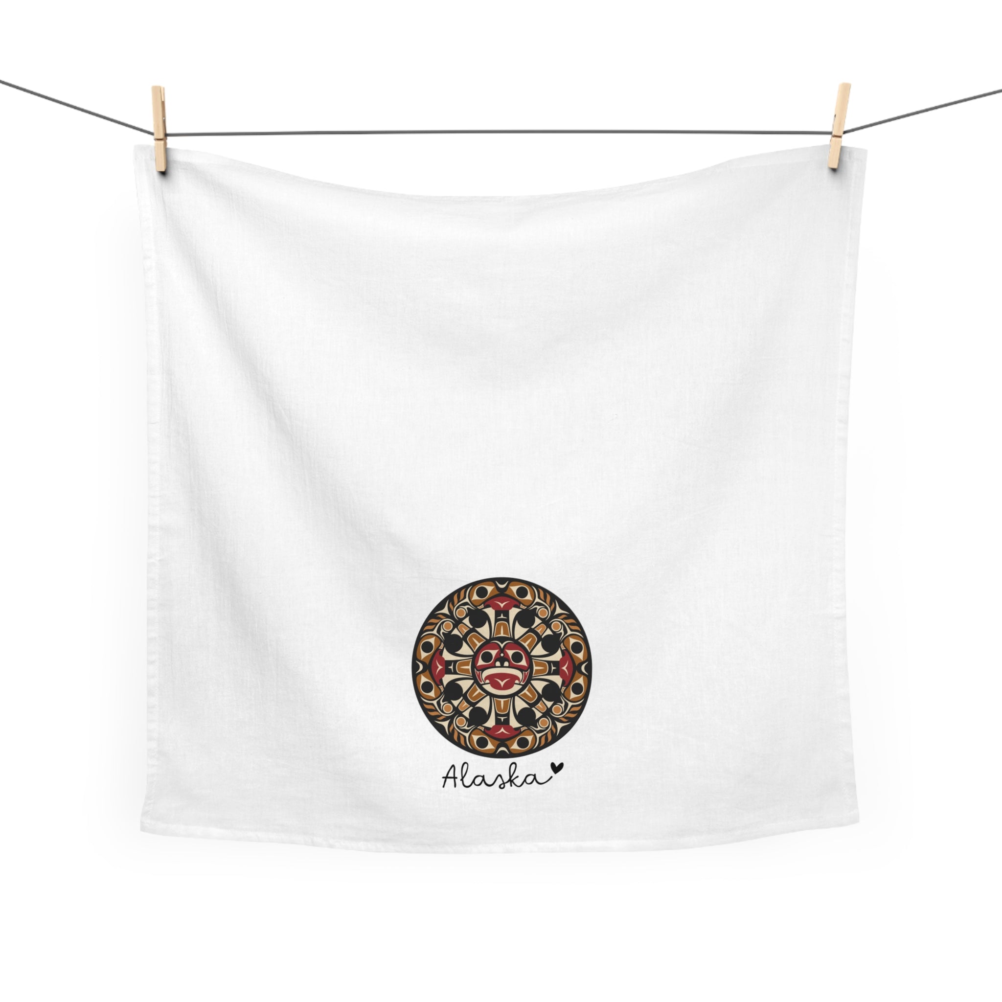 Cotton Tea Towel - Alaska Tribal Sun - AK State Line™ Collection