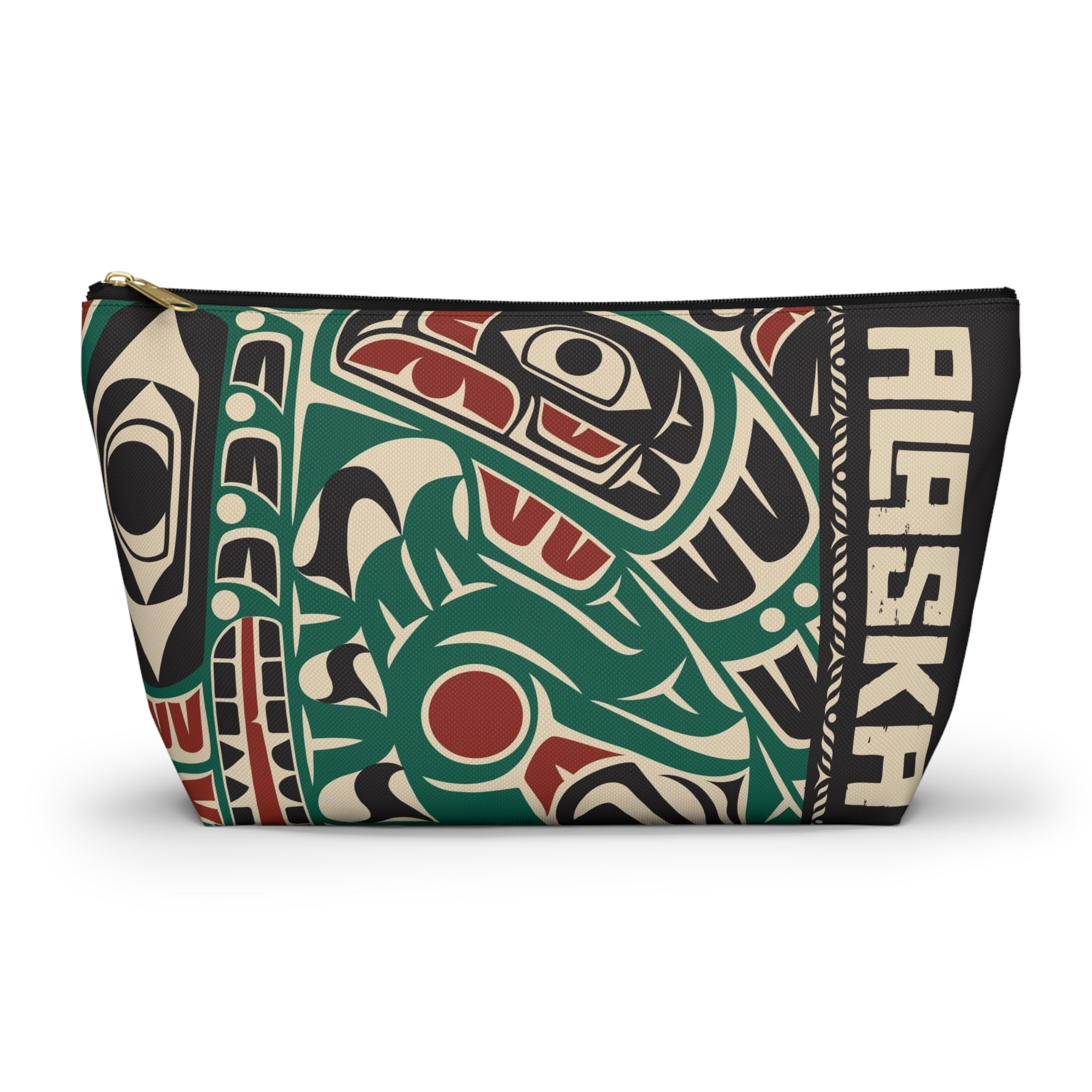 Travel Accessory Zipper Pouch - Rustic Alaska Tribal Sea Monster - AK State Line™ Collection