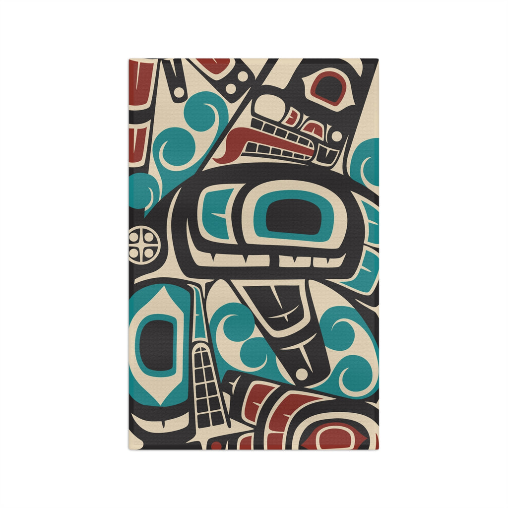 Microfiber Tea Towel - Classic Tribal Orca Print - Northern Spiritlines™