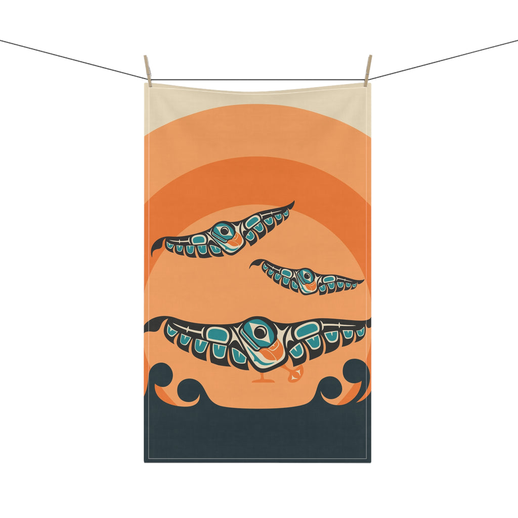 Cotton Twill Tea Towel - Classic Tribal Puffins - Northern Spiritlines™