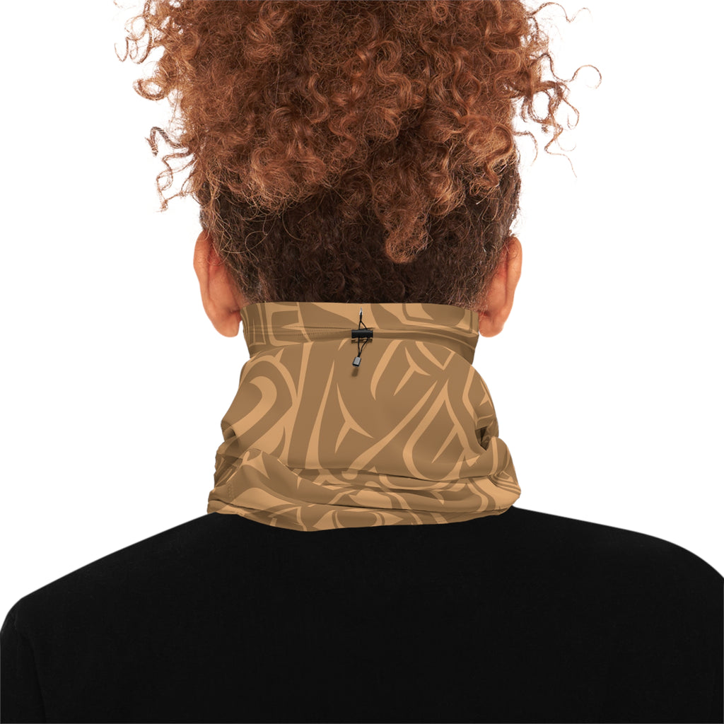 Neck Gaiter, Headband with Drawstring - Classic Tribal Print in Gold Rush - Northern Spiritlines™