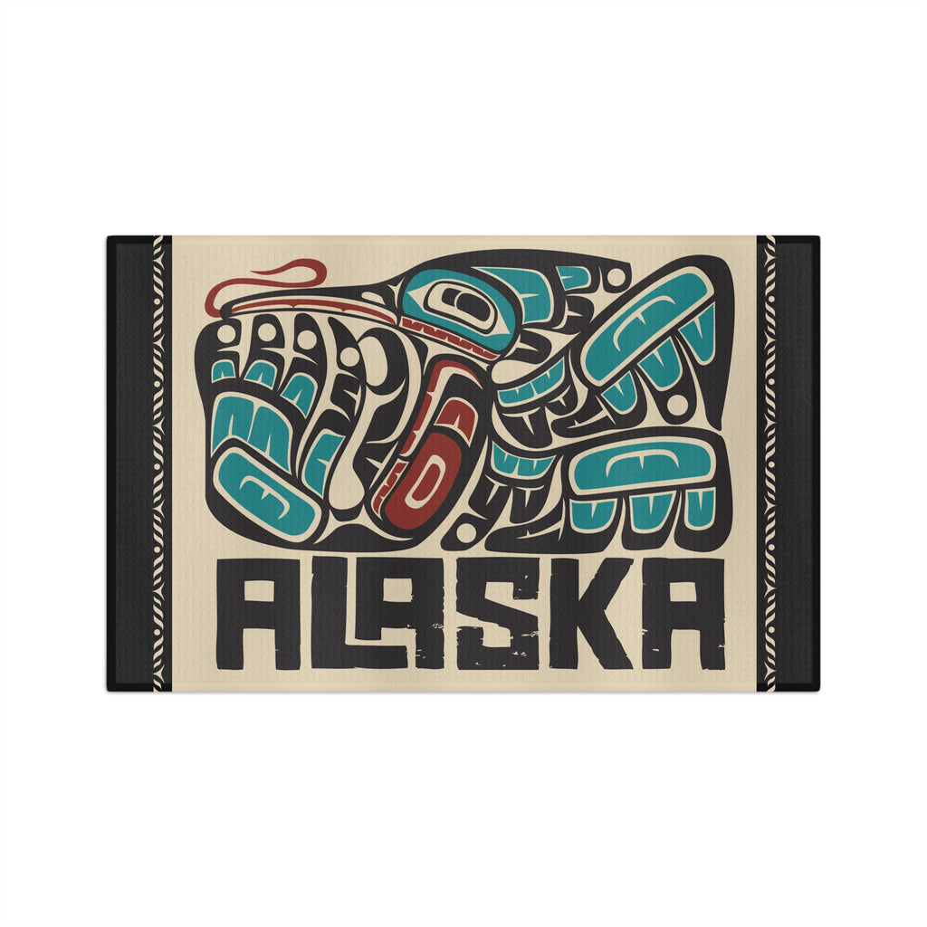 Microfiber Tea Towel - Rustic Alaska Tribal Hummingbird - AK State Line™ Collection