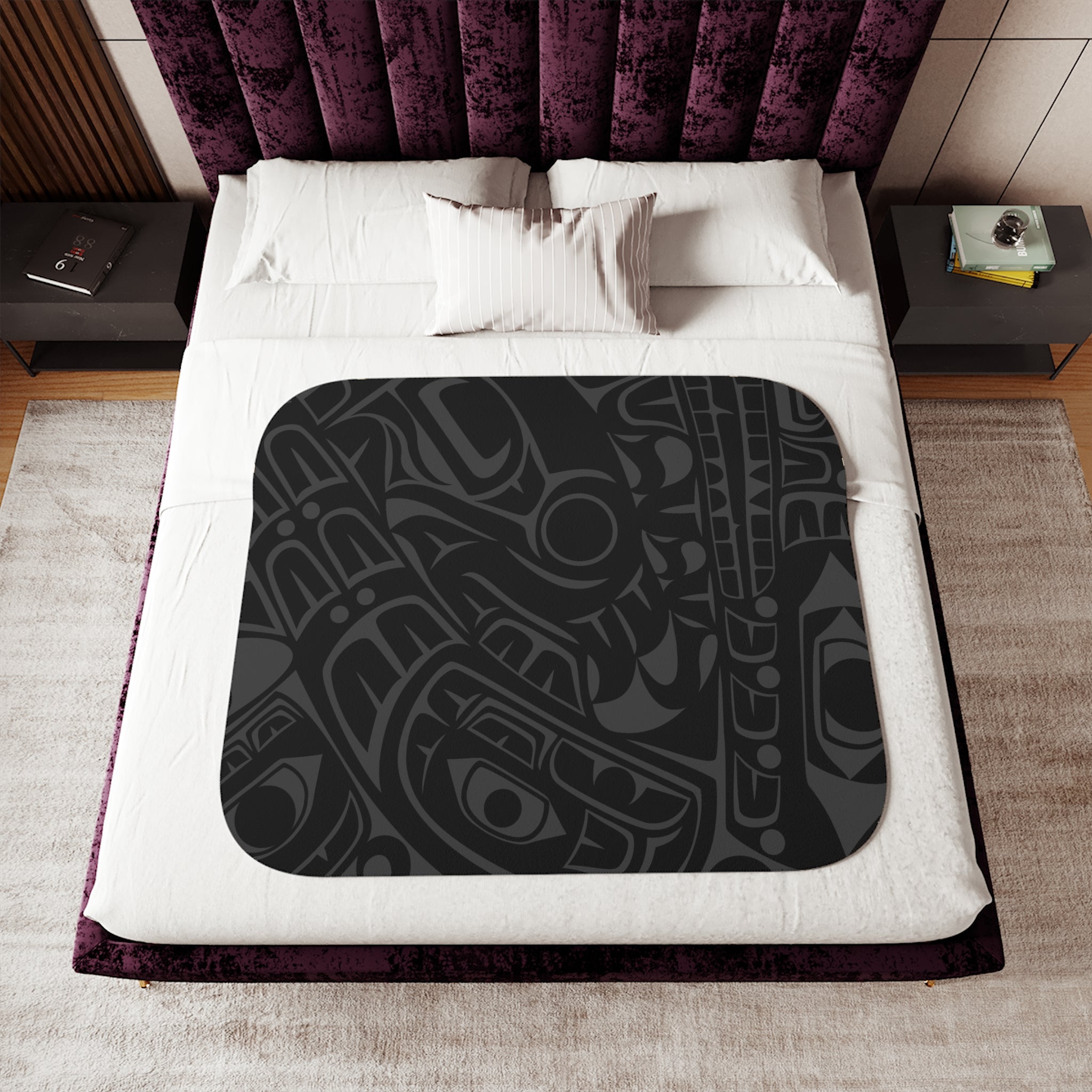 Sherpa Fleece Blanket - Classic Smoky Tribal Print - Northern Spiritlines™