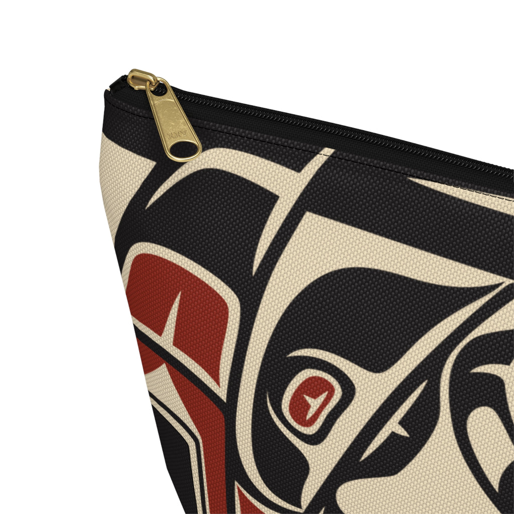 Travel Accessory Zipper Pouch - Rustic Alaska Tribal Raven - AK State Line™ Collection