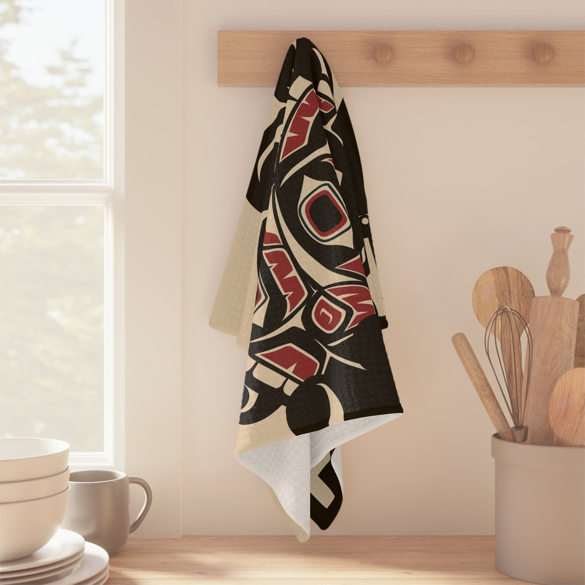 Tea Towel | 18x30" Waffle Weave | Alaska Tribal Salmon | Stateline™ Collection