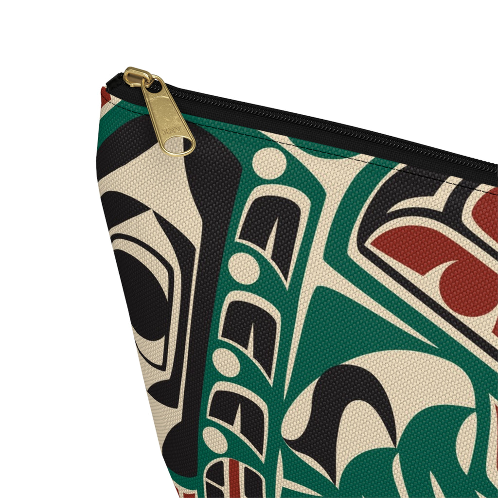 Travel Accessory Zipper Pouch - Rustic Alaska Tribal Sea Monster - AK State Line™ Collection