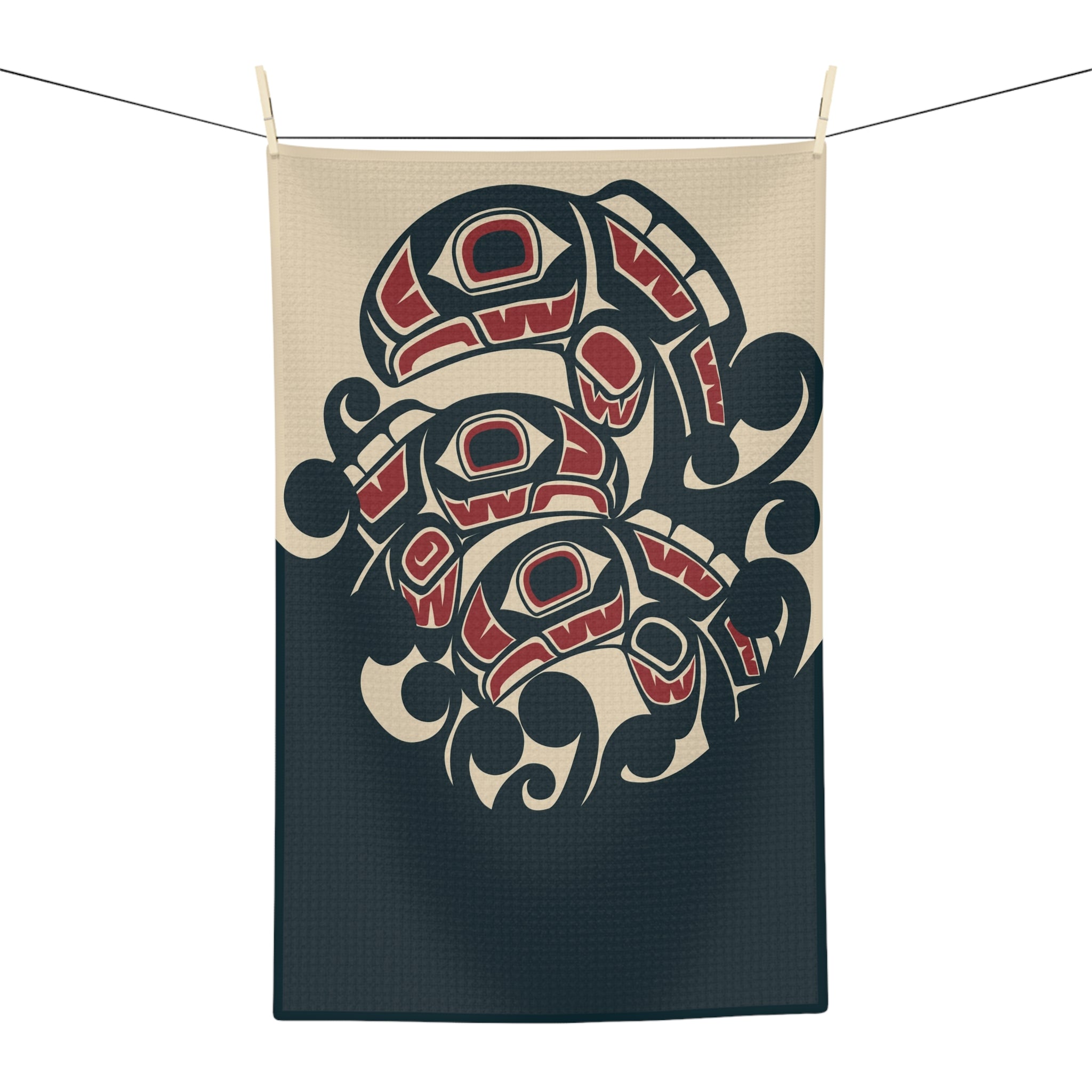 Tea Towel | 18x30" Waffle Weave | Tribal Salmon | Signature Collection