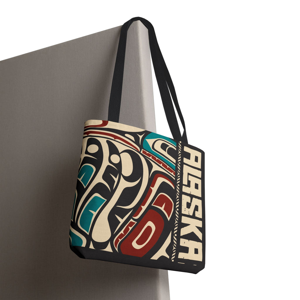 Canvas Tote Bag - Style No. 1 Rustic Alaska Tribal Hummingbird - AK State Line™ Collection