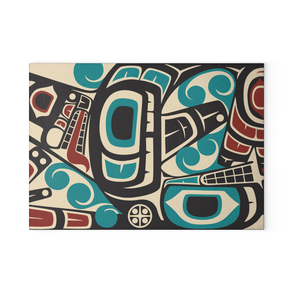 Glass Cutting Board - Classic Tribal Orca Print - Northern Spiritlines™