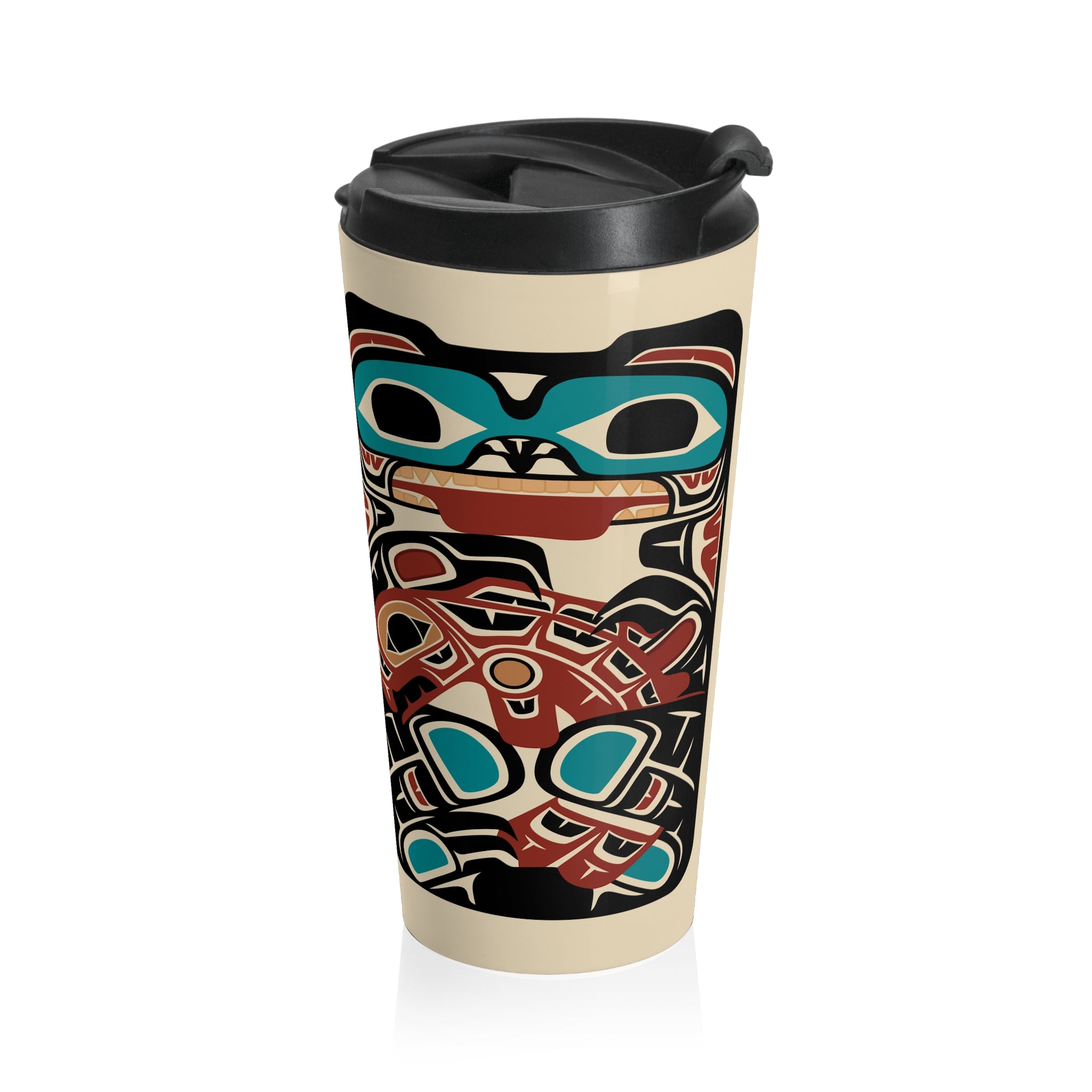 15 oz. Coffee Travel Tumbler | Tribal Bear & Salmon