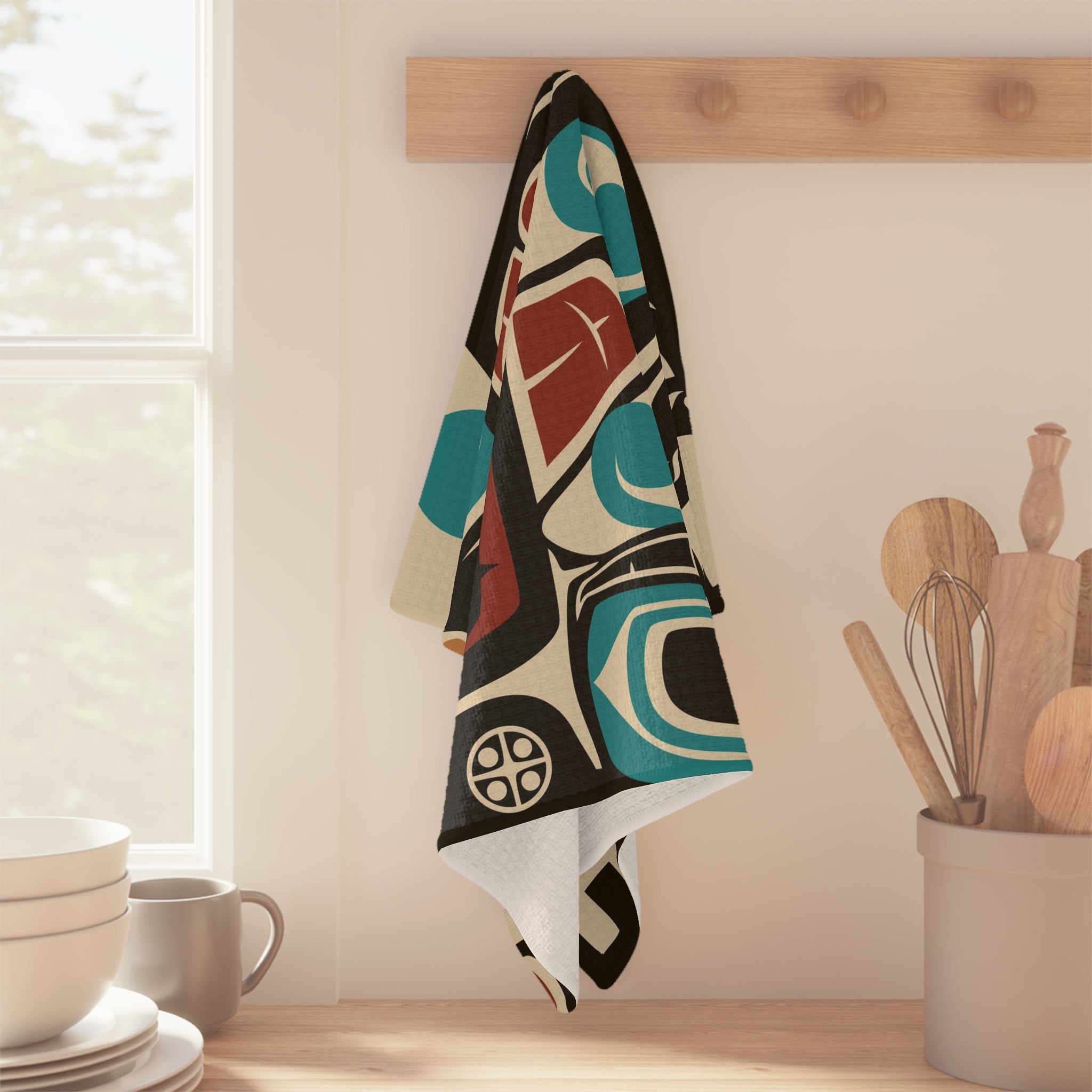 Tea Towel | 18x30" Waffle Weave | Alaska Tribal Orca | Stateline™ Collection