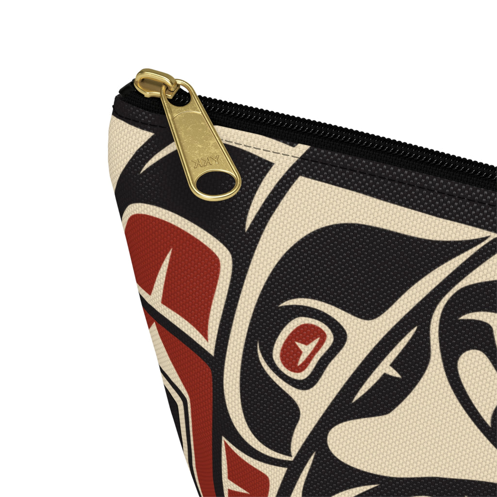 Travel Accessory Zipper Pouch - Rustic Alaska Tribal Raven - AK State Line™ Collection