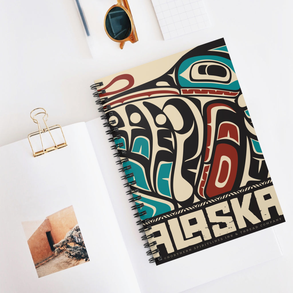 Spiral Notebook, Journal - Rustic Alaska Tribal Hummingbird - AK State Line™ Collection