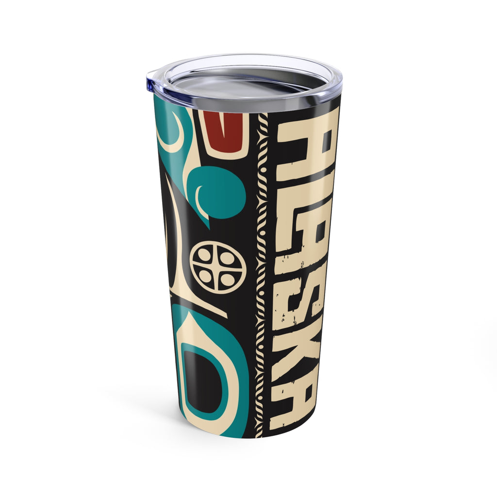 20 oz. Stainless Steel Tumbler w/ Lid - Rustic Alaska Tribal Orca - AK State Line™ Collection