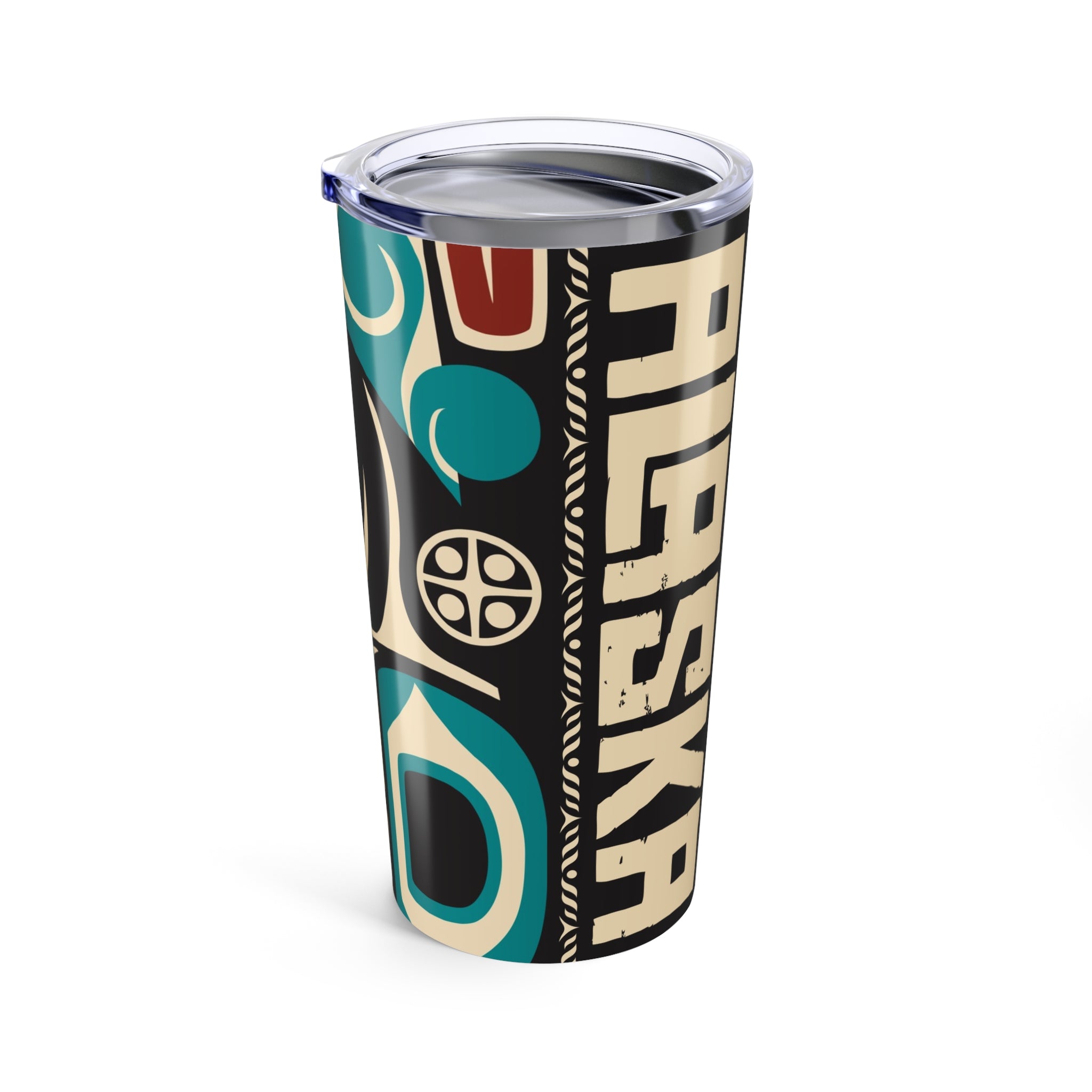 20 oz. Stainless Steel Tumbler w/ Lid - Rustic Alaska Tribal Orca - AK State Line™ Collection