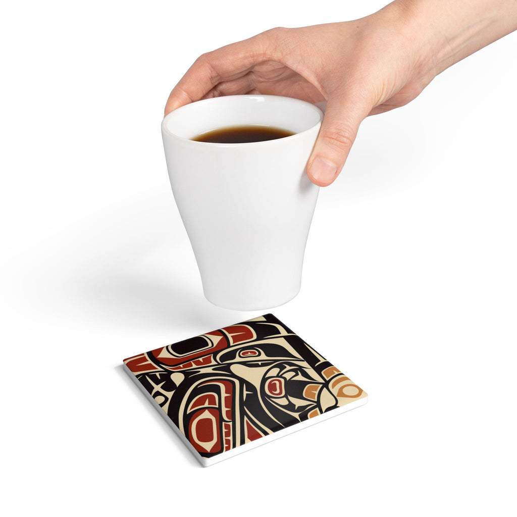Ceramic Coaster - Classic Tribal Raven Print - Northern Spiritlines™