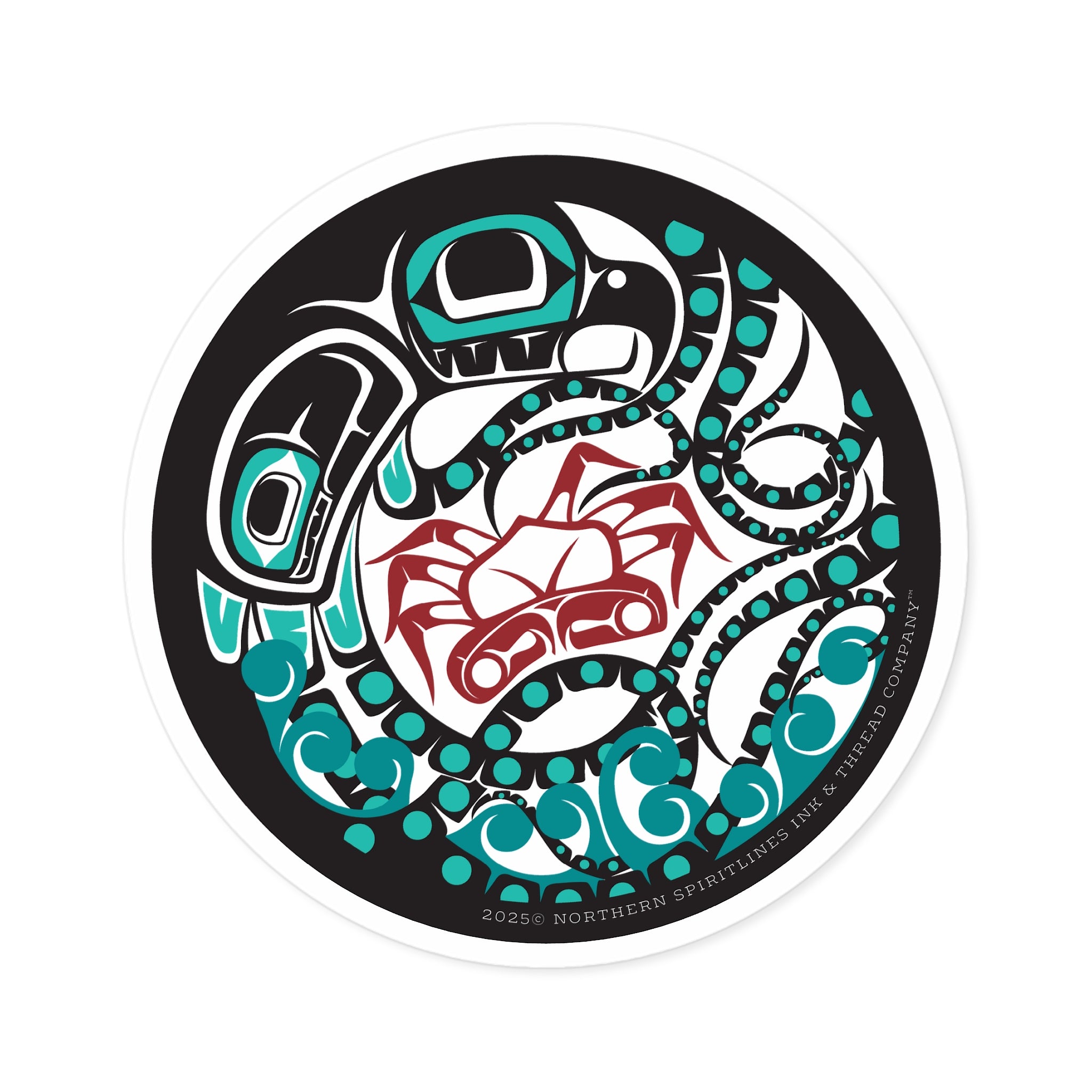 Vinyl Sticker Indoor/Outdoor - Round Tribal Octopus - Northern Spiritlines™